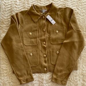 J. Crew Tan Button-Up Sweater